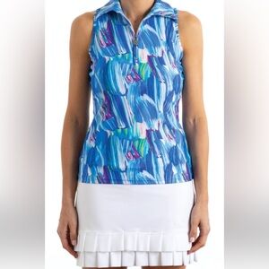 TZU TZU Sport Allie Women's Sleeveless Golf Top Brushstrokes size Large
